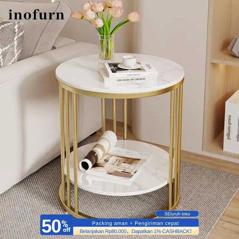 [COD] PROMO Meja Samping Meja Sudut Meja Kopi Meja Tamu Meja Nakas Meja Bundar Meja Marmer Meja Susun Rangka Besi Emas Untuk Ruang Tamu Kamar Tidur Anak Kos OOTD Aesthetic Dekorasi Rumah Furniture Murah