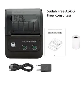 PRINTER KASIR PPOB BLUETOOTH 58MM THERMAL BATERAI IOS ANDROID PORTABLE Hasil Cetak Hitam Free Kertas Struk Thermal