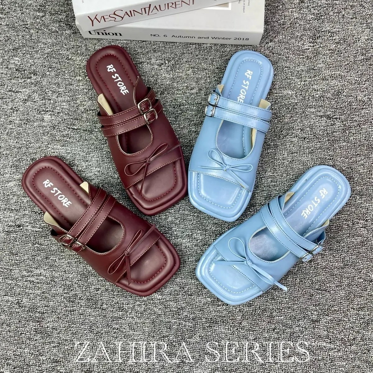 RF STORE ~ Zahira Series Sandal Wanita Model Shoes Platform Terbaru Super Empuk Trendi Kekinian Sendal Jelly Selop Karet Hitam