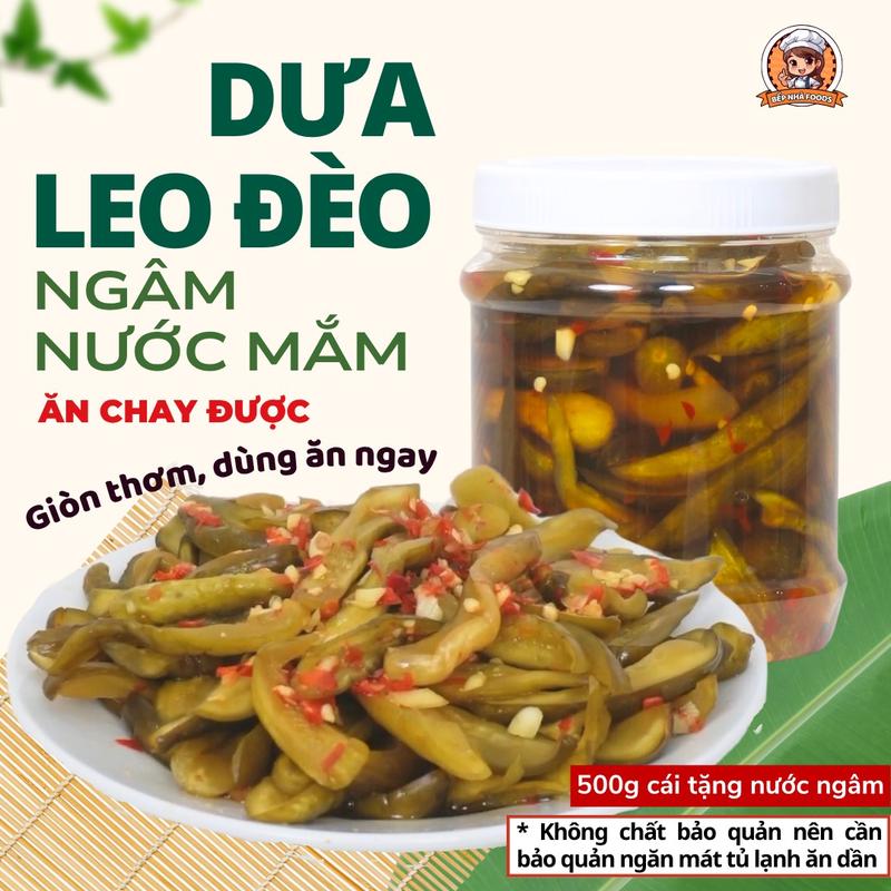 Dưa Leo Đèo Ngâm Nước Mắm Chay Trộn Sẵn, 500gr Cái Tặng Nước Ngâm - Đặc Sản Đồng Tháp Bà Ngoại Làm, Ắn Được Liền, Ăn Chay Được, Giòn Thơm Vừa Ăn
