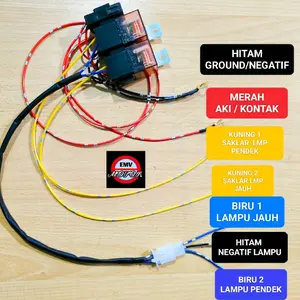 kabel relay set PnP klakson,D2 laser, lampu 2 warna dan 2 mode jauh dekat