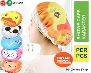Shower Cap Karakter Amimal Hat Cute Topi Keramas Pelindung Penutup Rambut Mandi By Cherry Shop
