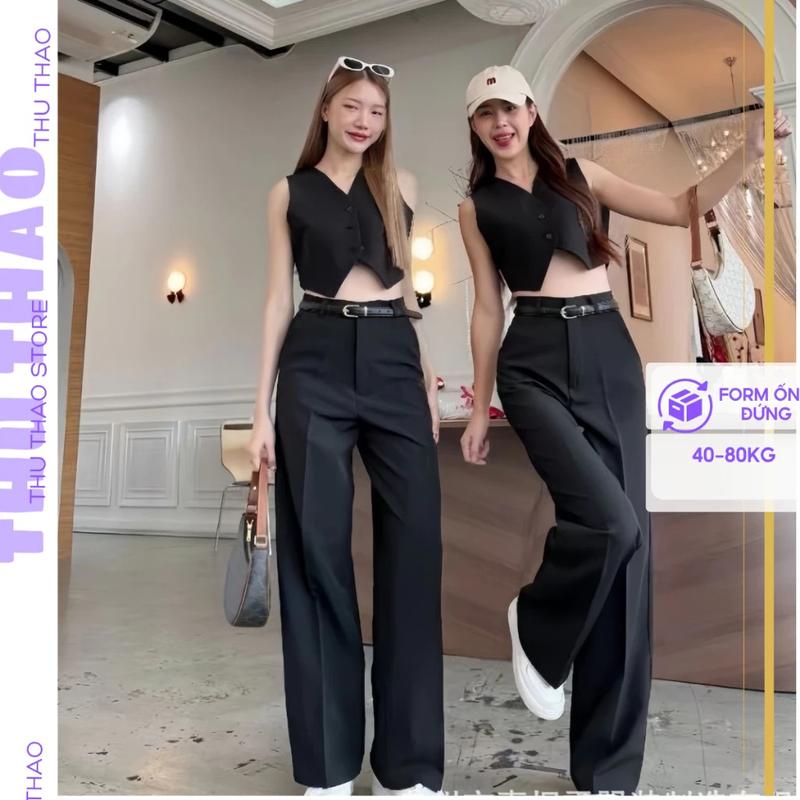 Quần tây bigsize nữ ống suông lưng cao dáng dài 103cm mặc đi làm mặc đi học. Pants vải GOlD Nhập.