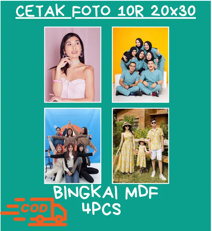 Cetak Foto 10R Bingkai MDF Ukuran 20cmx30cm 4pcs Retangle Dinding - Gratis Bubble Wrap 0