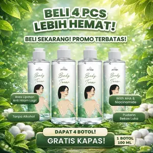 Saptadasa Toner Badan AHA 100% Ori Cerahkan Lipatan Gelap & Angkat Daki Whitening Tanpa Alkohol Bundle 4 PCS Lebih Cuan Hasil 7 Hari