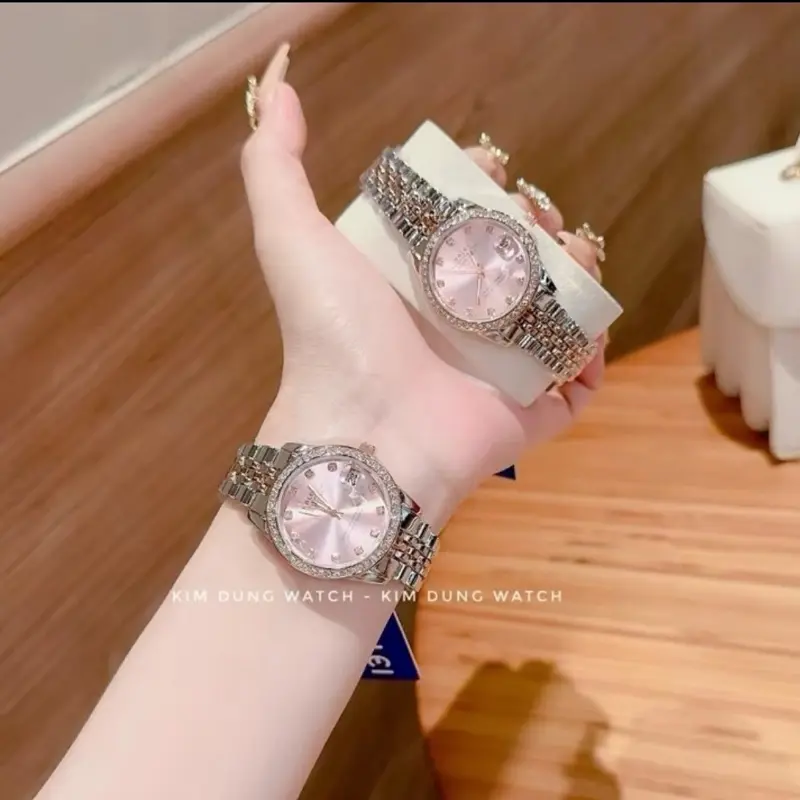 A8 Đồng hồ thời trang nữ đính đá Size 30mm có lịch ngày thép không gỉ chống nước 3ATM sang trọng Watch Women B8 Đinh 8