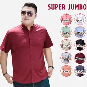 KEMEJA PRIA POLOS JUMBO LENGAN PENDEK UKURAN 4XL 5XL 6XL SUPER JUMBO Polos Baju Cowok Distro Dewasa