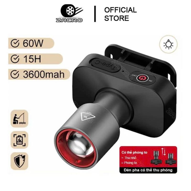 ZACRO Đèn đội đầu L42 Đèn pin đội đầu siêu sáng Thời lượng pin 15 giờ đèn cắm trại ngoài trời 2 viên pin Xoay thu phóng
