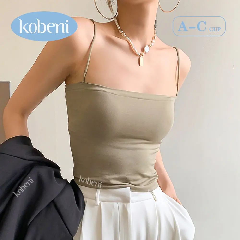 Kobeni Kamisol Atasan Luar All-In-One Cup Tetap Wanita dengan Bantalan Payudara  Pakaian Dalam Tanpa Kabel  Atasan Tabung Bawah Warna Polos Tipis Basic  ves-018 Hitam