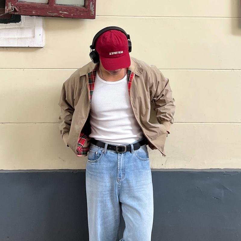 Áo Khoác Kaki Cổ Điển, Áo Khoác Thường Ngày Nam, Maden, Lót Kẻ Sọc Cổ Điển, Nhẹ, Thời Trang Đường Phố, Thương Hiệu Xu Hướng Xe Máy, Phong Cách Bomber, Làm Bằng Bông