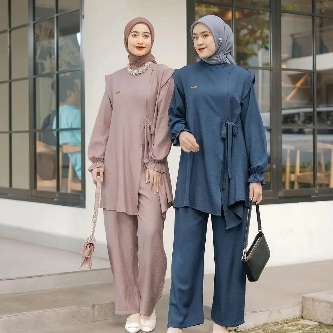 Zakiya One Set Wanita  Bahan Cringkel Model Simpel Terbaru 2024  Setelan Kondangan Dan Daily Fahion