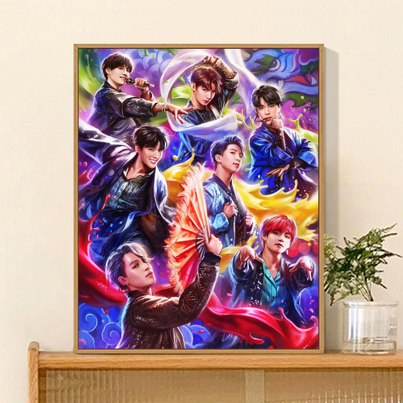 Bộ sơn theo số, ACANDYL, 30x40cm, có khung, Thích hợp cho BTS, Tranh sơn dầu, Tô màu theo số trên tranh vải, Tranh màu trước, Phong cách Kpop, Thủ công, Ý tưởng quà tặng tuyệt vời