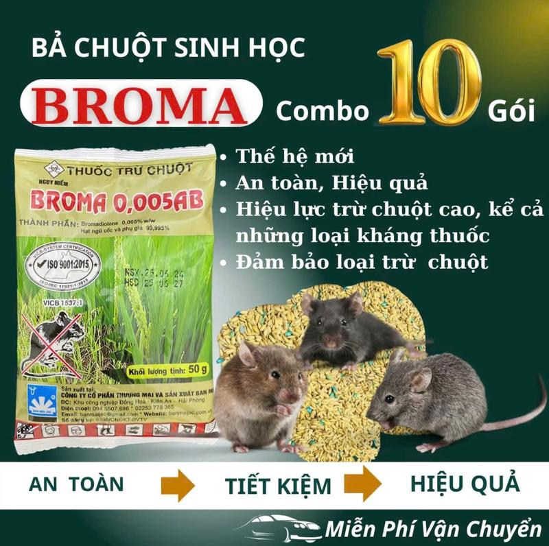 10 Gói Lúa Thóc BROMA Trừ Chuột Thành Phần Sinh Học Mới AN TOÀN - CHẤT LƯỢNG - HIỆU QUẢ CAO