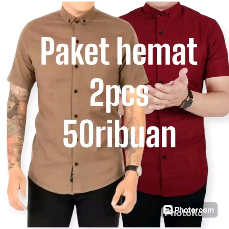 Paket 2 Kemeja Cuma 50 Ribu Warna Bebas Pilih Casual Hitam  Maroon Formal