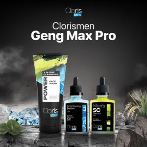 Clorismen Geng Max Pro – Mencerahkan Wajah Kusam, Atasi Jerawat & Bopeng, Kontrol Minyak, Cegah Penuaan Dini | Face Wash 3in1, Brightening Serum / SC Serum