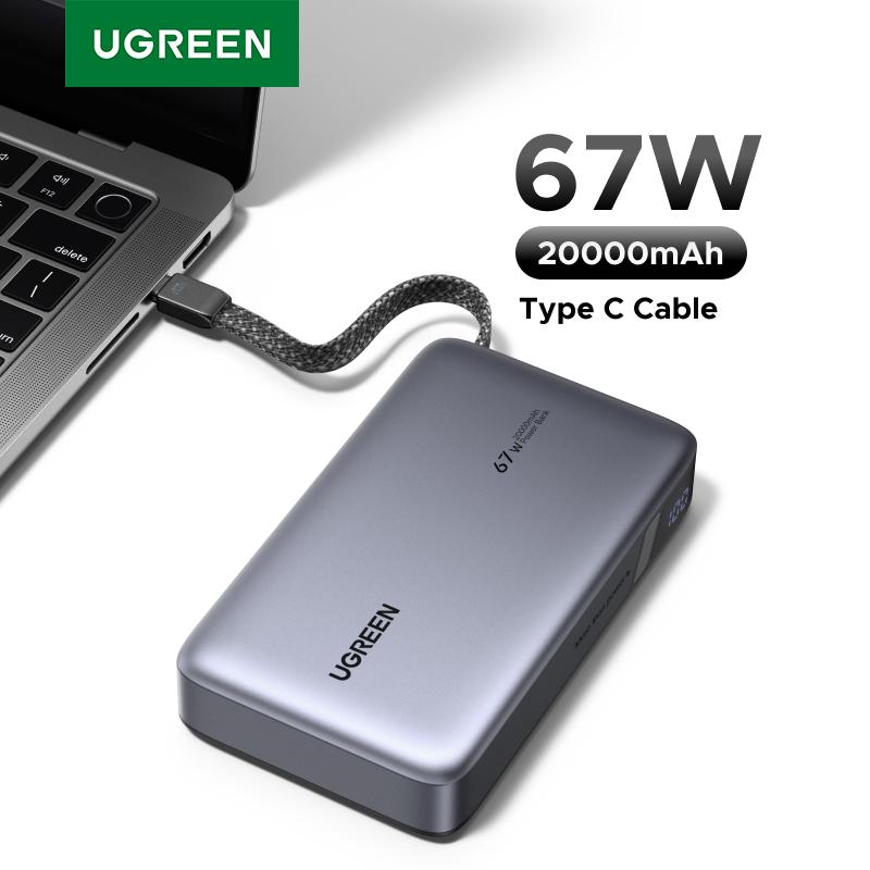 【With Type-C Cáp UGREEN 20000mAh 45W 67W 145W 4 Cổng Cáp Type-C Tích Hợp Pin Sạc Dự Phòng Sạc Nhanh Tương Thích Powerbank Compatible with iPhone 17 Pro Max 16 15 14 13 Macbook Samsung Xiaomi Model 55988