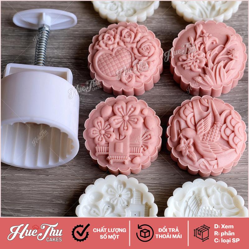 Khuôn lò xo Phượng Bay, Cành Hoa 150/200g (4 mặt) - khuôn làm bánh trung thu, bánh dứa, bánh cốm xu xê, nhấn xôi hoa đậu