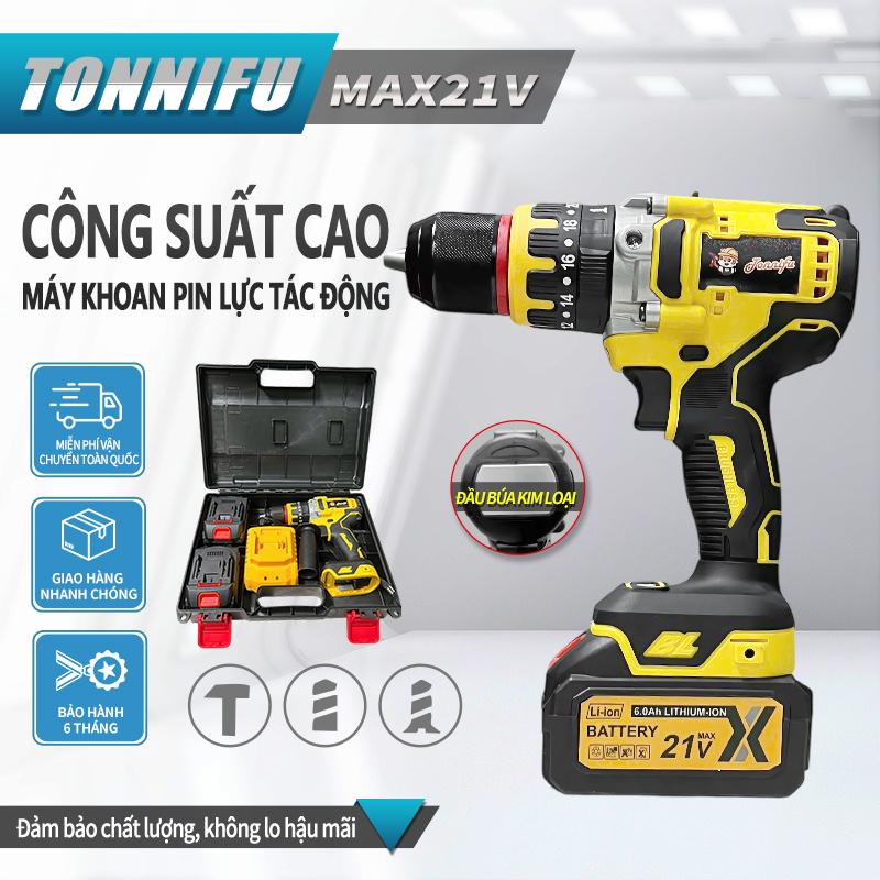 Máy khoan pin cầm tay TONNIFU 13ly , không chổi than, pin 10 cell.