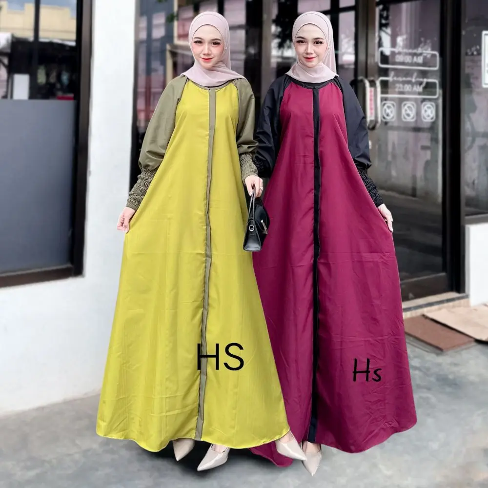 Gamis Burgundi cantik Gamis Abg elegan Muslim Gamis Formal Wanita Panjang Nyaman
