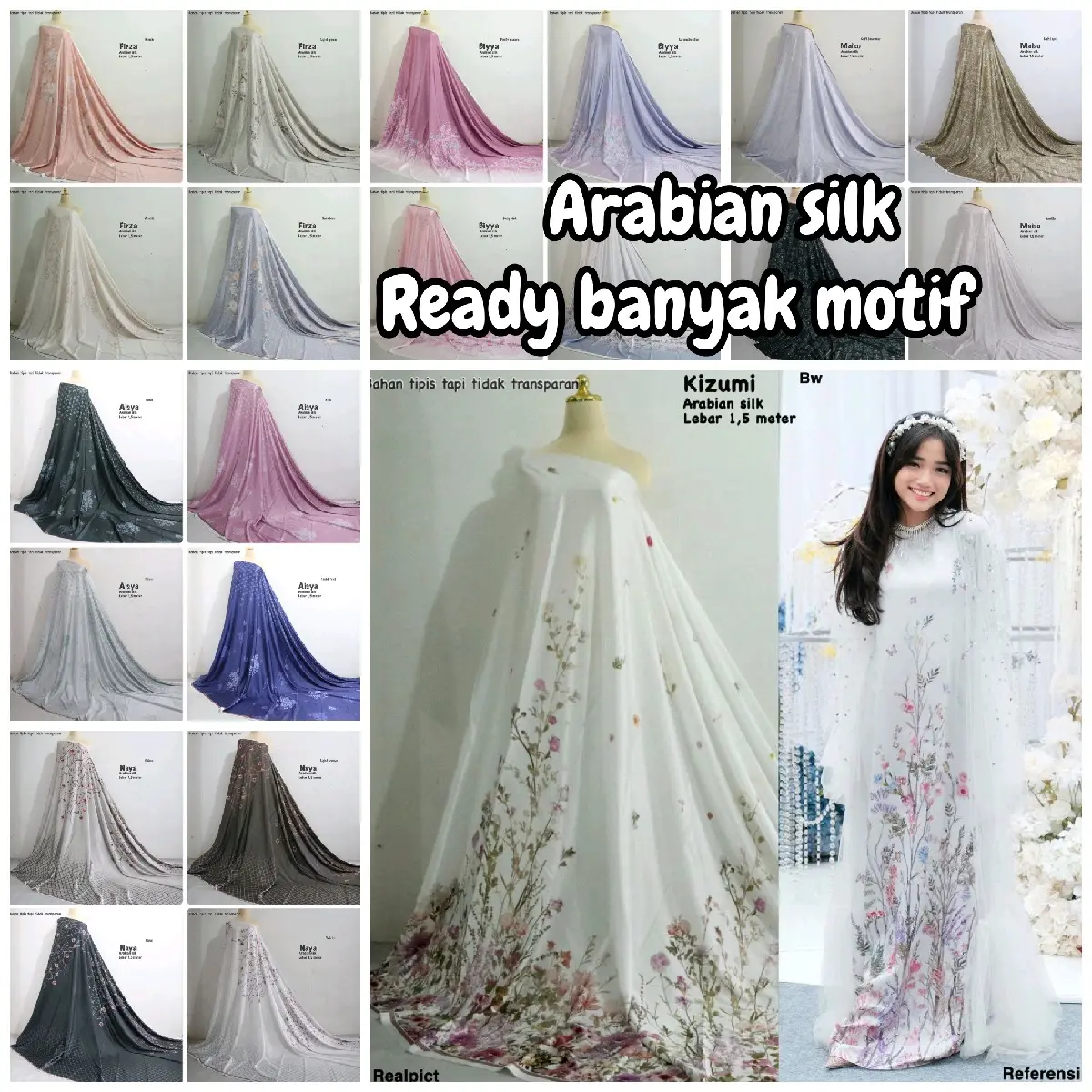 TERBARU bahan arabian silk | kain meteran | bahan silk adem | kain seragam | harga per 0,5m