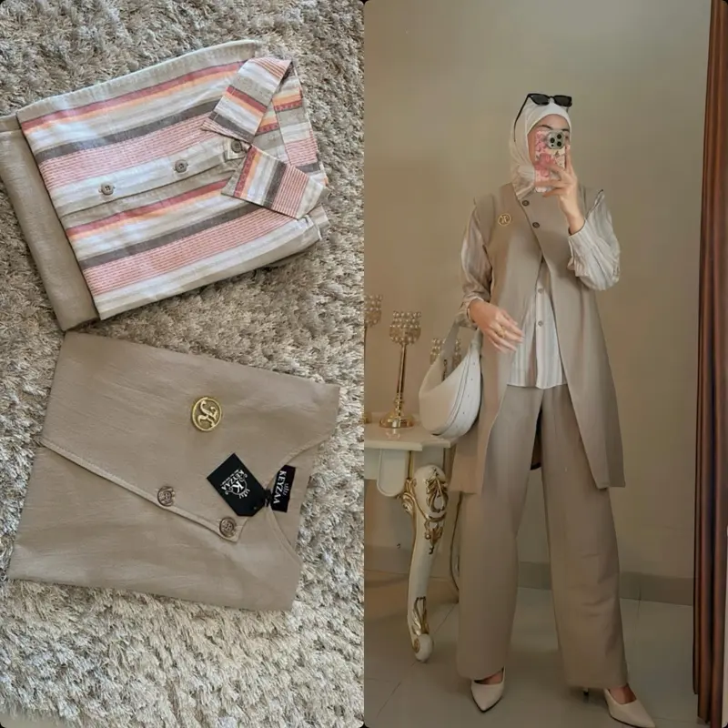 Keyzaa Emely set kemeja vest setelan 3in1 5