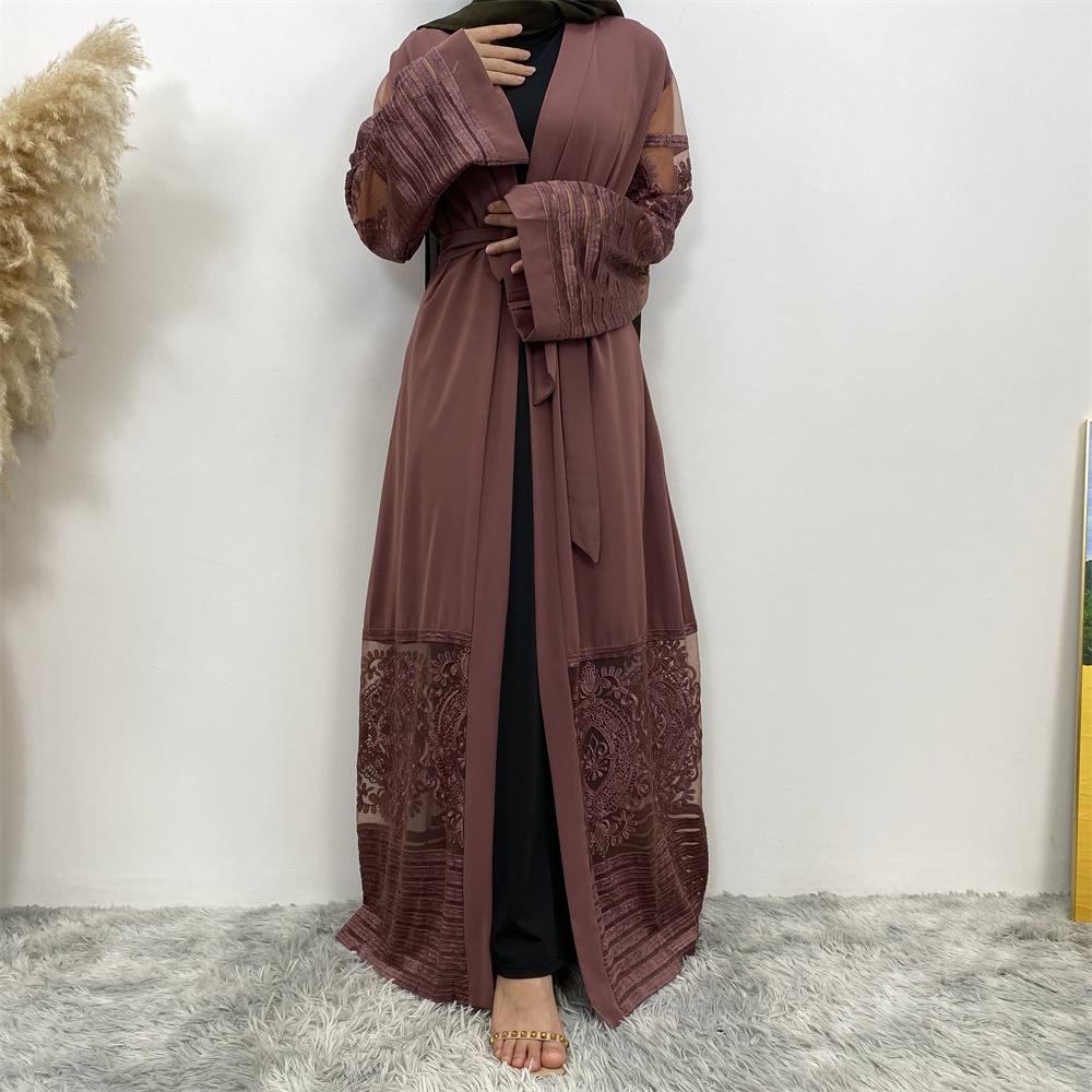 1546# Latest Designs Model Dubai Clothing Floral Lace Abaya - CHAOMENG MUSLIM SHOP
