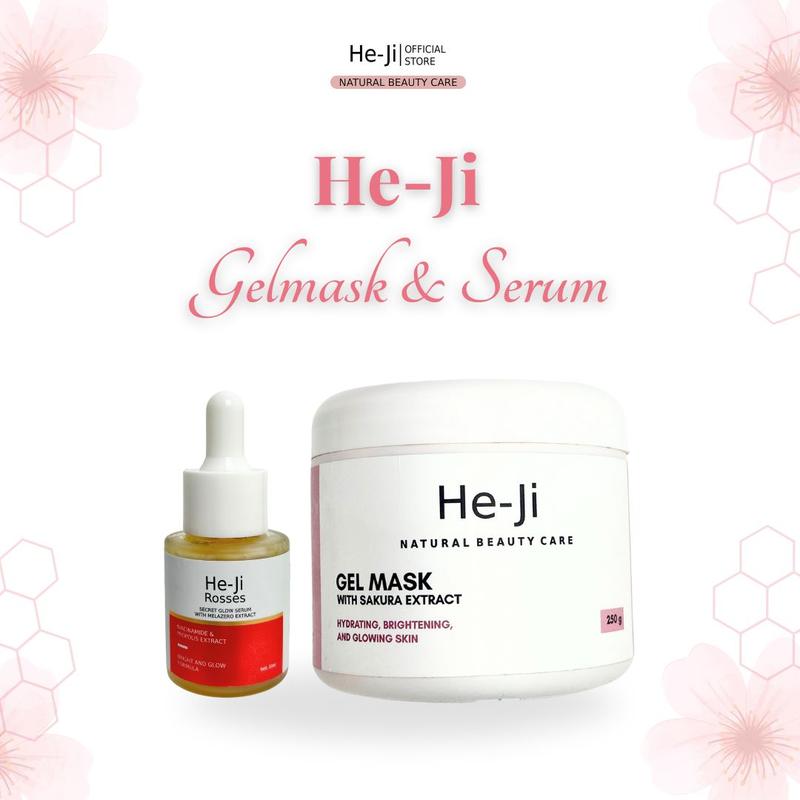 Product Introduction of [He-Ji] PROMO BUNDLING HEMAT Gel Mask With Sakura Exract 250gr & Rosses Secret Glow Serum 20ml 0