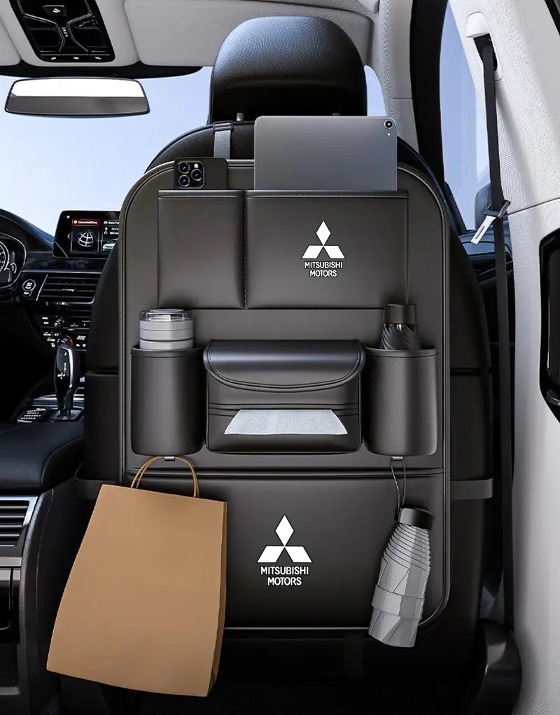 Túi Đựng Đồ Ghế Sau Ô Tô, Thích Hợp Cho Mitsubishi X-pander, Pajero, L300, L200, Asx, Lancer, Triton, Được Làm Bằng Da Đa Chức Năng Nội Thất