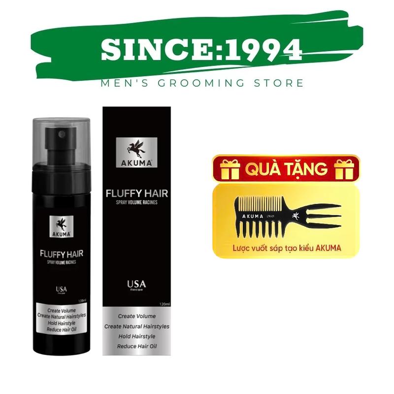  Xịt bồng bềnh AKUMA FLUFFY HAIR 120ml - Làm phồng tóc kiềm dầu ngăn ngừa bết tóc dùng cho cả nam và nữ 