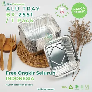 Alumunium Foil Tray Cup BX 2551 + Tutup Spaghetti Brulee Mentai Rice Dimsum Mentai Macaroni Schotel Cake Bolu Pie Klappertart isi 100 pcs