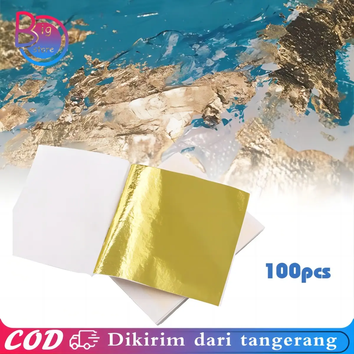 100pcs Kertas Foil Gold 9x9cm Kertas Foil Emas Diy Gold Foil Paper Untuk Dekorasi Kerajinan Tangan