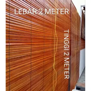 Tirai bambu gulung vernis & plistur ukuran 2m x 2m sudah lengkap tali penggulung dn ring