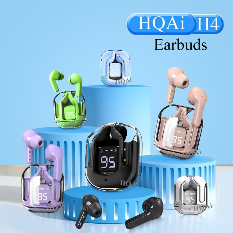 Tai nghe Bluetooth HQAi-H4, tai nghe không dây TWS , tích hợp Mic, khử tiếng ồn, điều khiển cảm ứng, tai nghe Hi-fi, tai nghe thể thao chống thấm nước cho tất cả điện thoại Nghe Nhạc