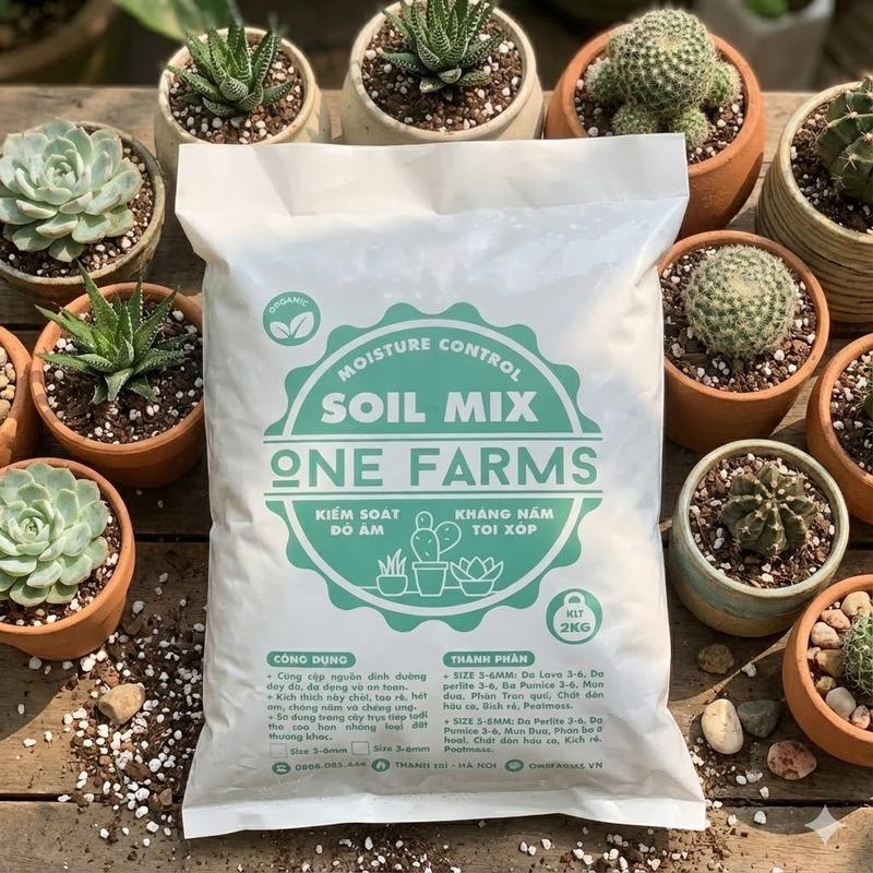 Mua 5 tặng 1 1kg Đất Trồng Sen Đá soilmix ONEFARMS trộn sẵn dùng cho Sen Đá cây mọng nước cao cấp