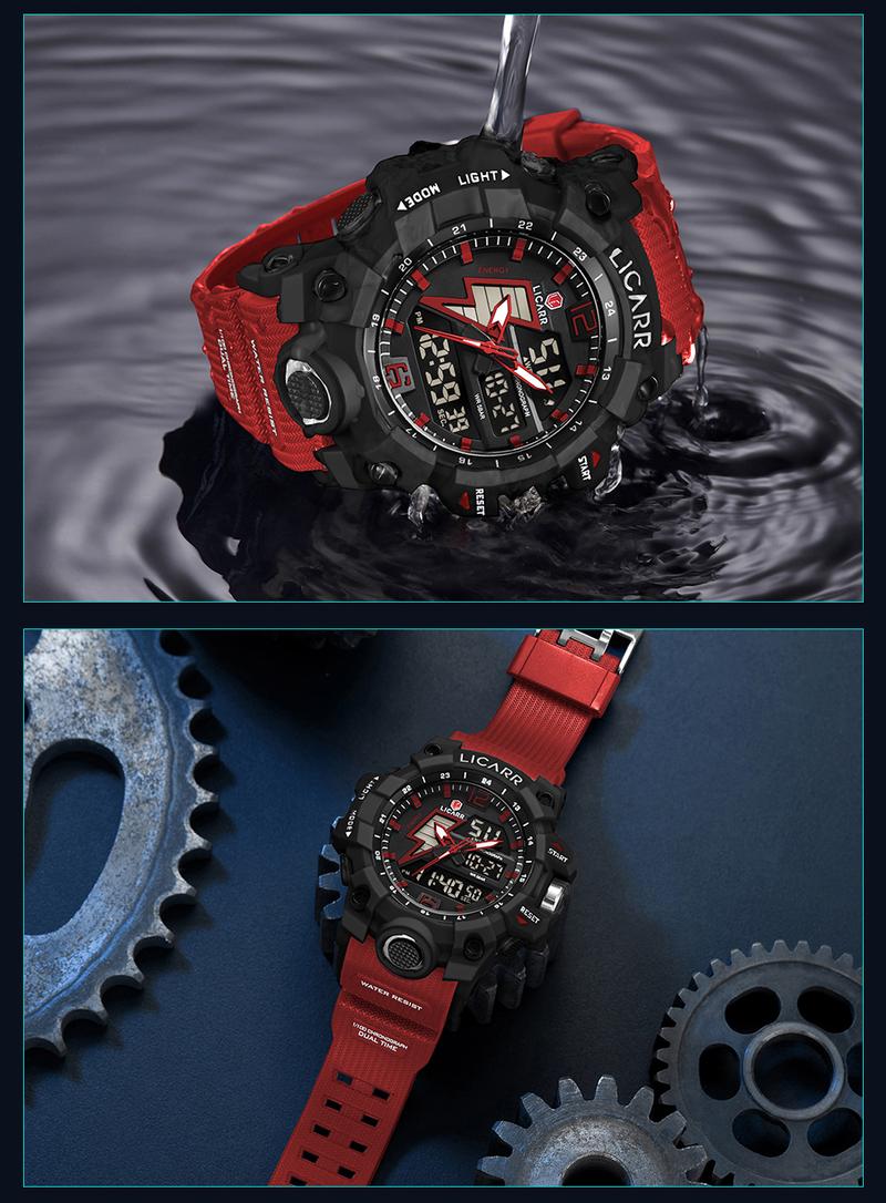 Product Introduction of LICARR Jam Tangan Pria Olahraga Analog-Digital Fashion Tahan Air Santai Kuarsa Jam Tangan Cowok Original Merek Stopwatch 9528 53