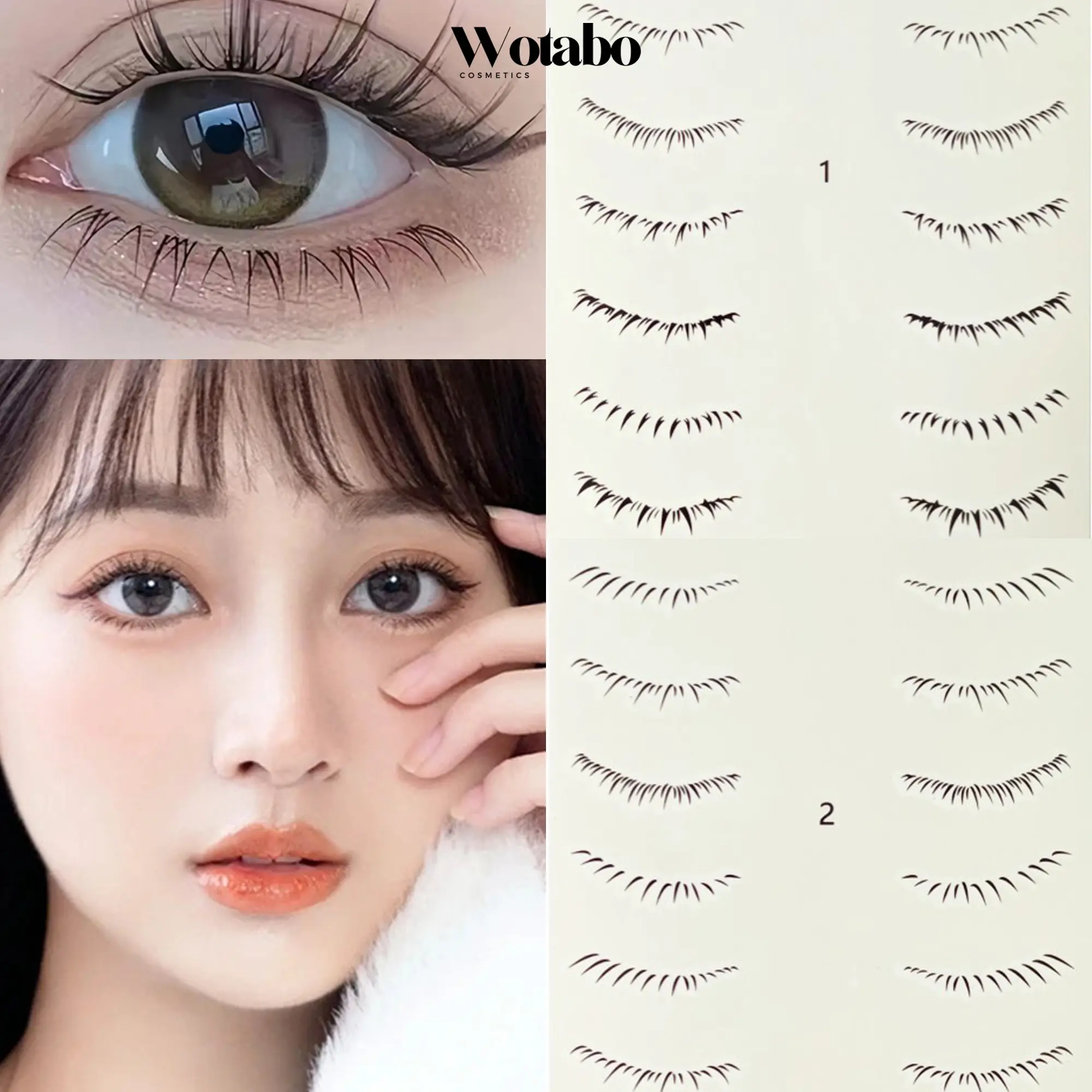 WOTABO Sticker Bulu Mata Bawah Bulu Mata Bawah Sticker Tato Bulu Mata Eyelash Stamp Stempel Bulu Mata Bawah Stiker Bulu Mata bawah
