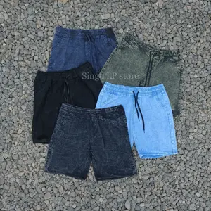 Celana pendek pria distro premium cowok jeans boardshort kekinian terbaru Karet Katun Nyaman Panjang Casual Keren Santai Dewasa Hitam Biru Muda katok Kancing Chino atas lutut Twill laki laki Navy Dark