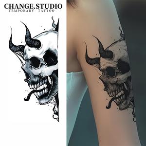 Hình Xăm Tạm Thời, Thiết Kế Đầu Lâu, Không Thấm Nước Và Chống Trơn Trượt, Kéo Dài Trong 15 Ngày, Bao Gồm Miếng Dán Hình Xăm