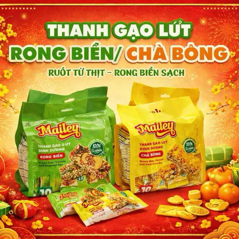 Thanh Gạo Lứt Dinh Dưỡng Mix Vị Chà Bông / Rong Biển / Hải Sản / Phô Mai - Gói 10 Thanh đồ ăn vặt