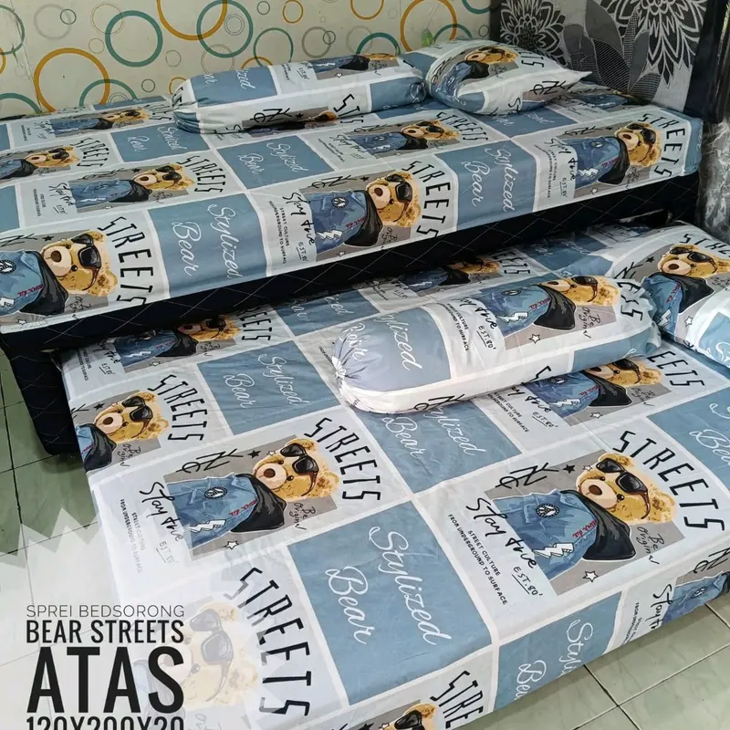 sprei bed sorong bed atas bawah ukuran 120 Katun Bunga 2