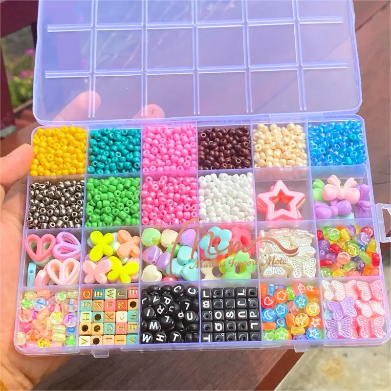 Set Manik Manik DIY + Senar Lengkap Aesthetic Gelang Cincin Kalung | Meronce manik anak mainan edukasi Termurah Bisa Cod BISA COD Kualitas Premium