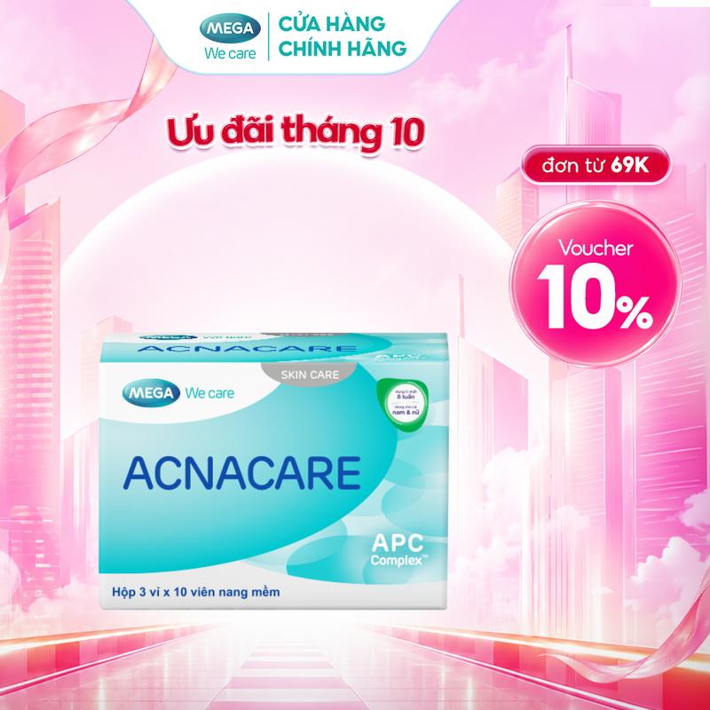 TPBVSK Viên uống ACNACARE Mega We Care (30 viên) - Kẽm, Crôm, D.Salina, Vitamin C, Vitamin E
