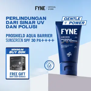 FYNE [MINYAK WAJAH HILANG 7 HARI]  ProShield Aqua Barrier Sunscreen Pria Cream SPF 30 PA++++ 30gr - Sunscreen Untuk Lelaki Ringan Tidak Lengket  serta No WhiteCast Wajah Glowing dan Kurangi Minyak dengan 5x Advanced Niacinamide, Atlantic Matmarine