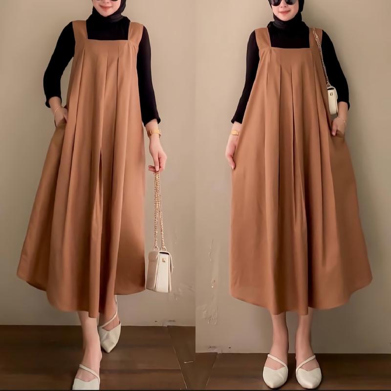 Product Introduction of BERYNKA OVERALL AIRFLOW CRINCKLE PREMIUM ATASAN WANITA MODEL TERBARU TREND Remaja Crinkle Muslim Panjang Oversize Kancing Dress 11