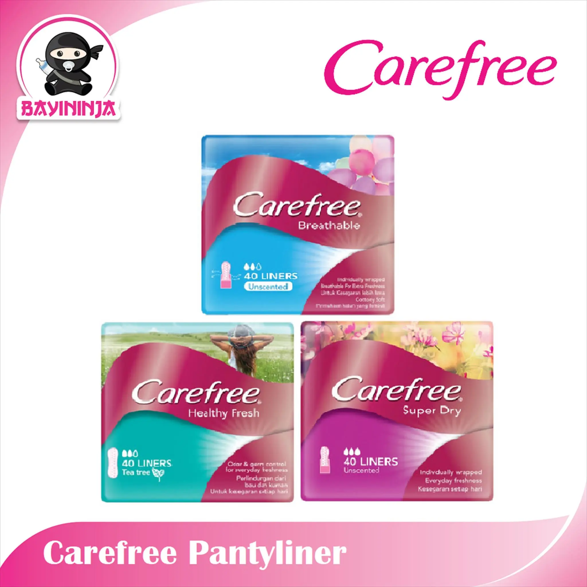 Carefree Pantyliner Wanita isi 40 Liners
