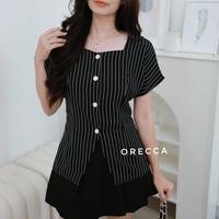 Gambar ORECCA - Marve Top Atasan Tangan Pendek Salur Wanita - black dari Orecca.id Kota Administrasi Jakarta Barat 5 Tokopedia