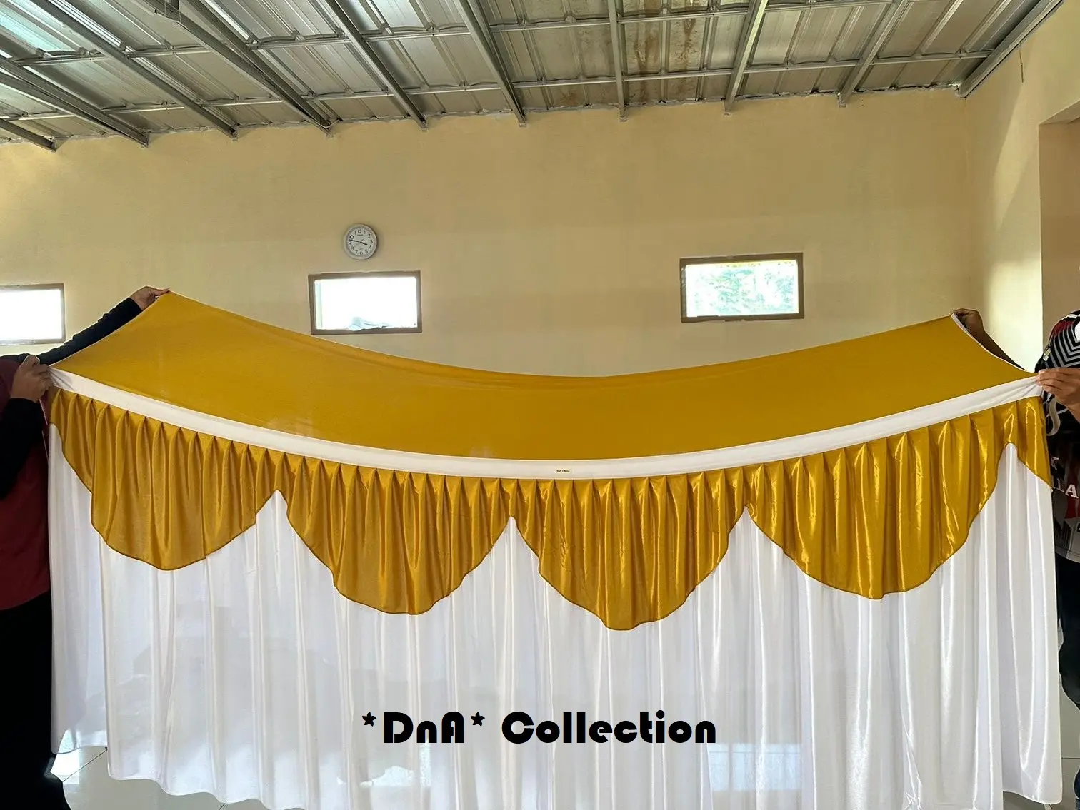 Cover Meja Prasmanan Renda Gelombang 150 x 75 x 75 cm - Kain Premium & Pilihan Warna Bebas - Taplak, Dekorasi