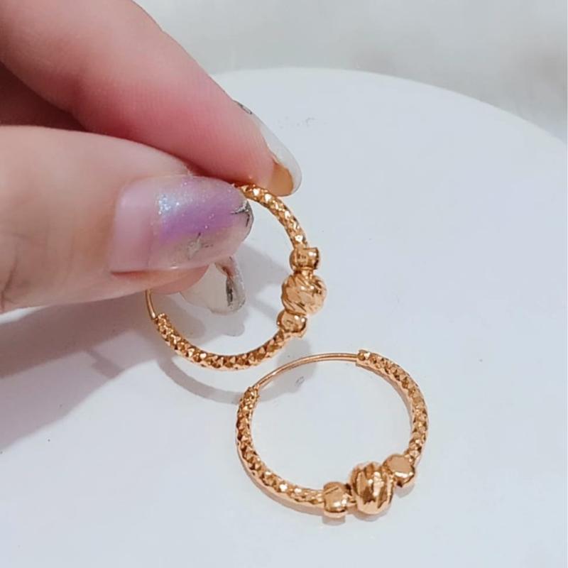 Anting Hoop Gipsy Bulat Mewah Fashion Emas Premium Anti Alergi Nyaman Dipakai Perhiasan 8
