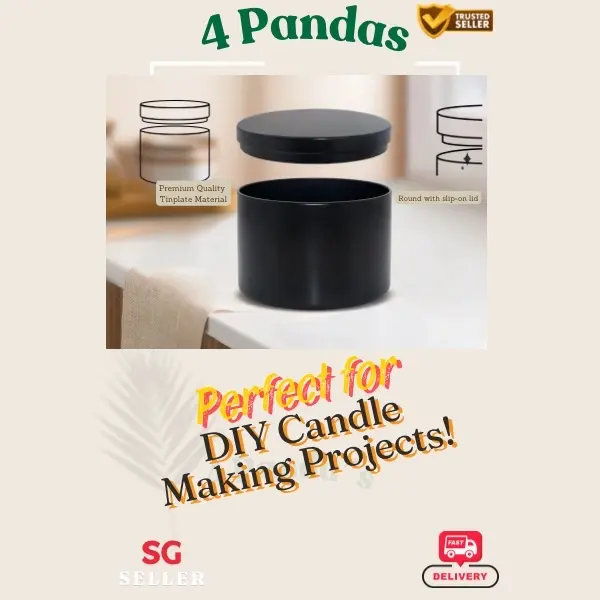 {SG Seller Ready Stock} Candle Tin with Lid Round Metal Tin Box | Matte Black | 4oz ｜65mm x 50mm ｜Matte White ｜Perfect for Candle Making | Small Items Organizer