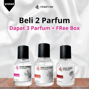 Parfum Wanita 3 Set Aroma Vanilla Glamour - Sakura Cheerfull - Mawar Sexy -  Perfume EDP Wangi 8 Jam